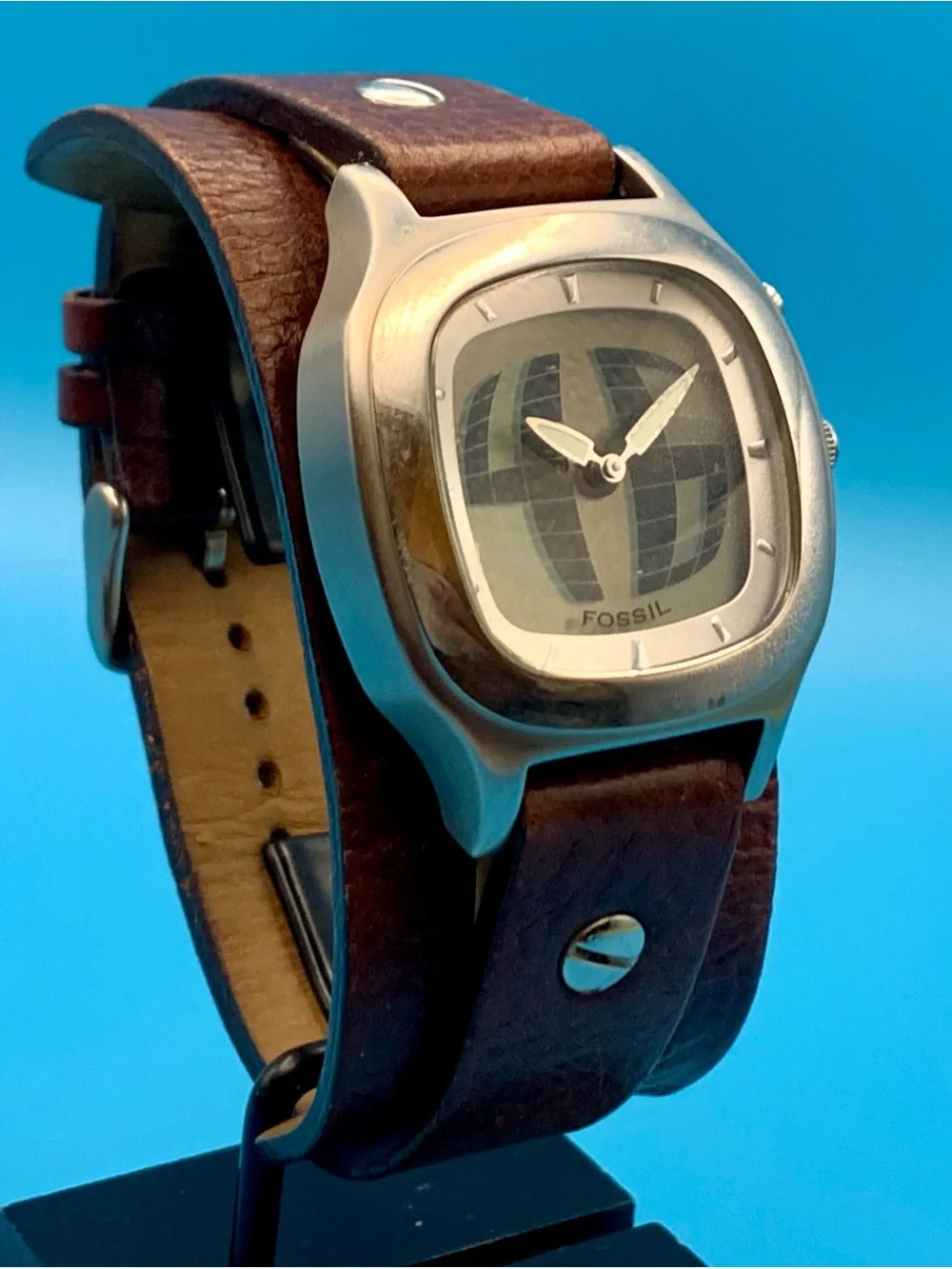 FOSSIL BIG TIC JR-8163 Men’s Vintage Ana-Dig Wristwatch Bund Band Works New Batt
